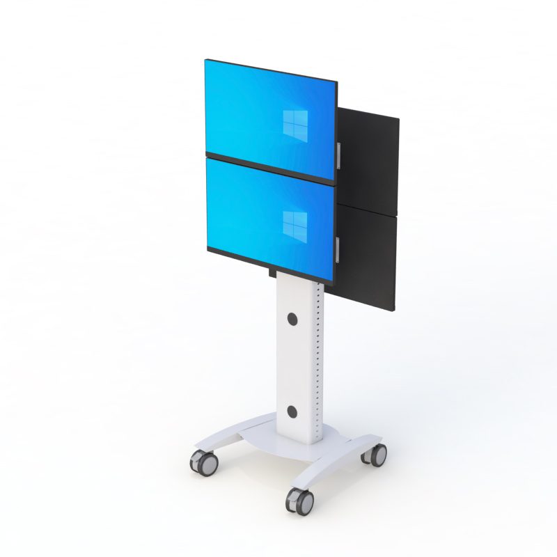 AFC Medical Furniture Rolling PC Monitor Computer Cart - Ergonomic Workstation on Wheels 1 Side view of computer workstation desk on wheels showing adjustable arm and compact mobile design.