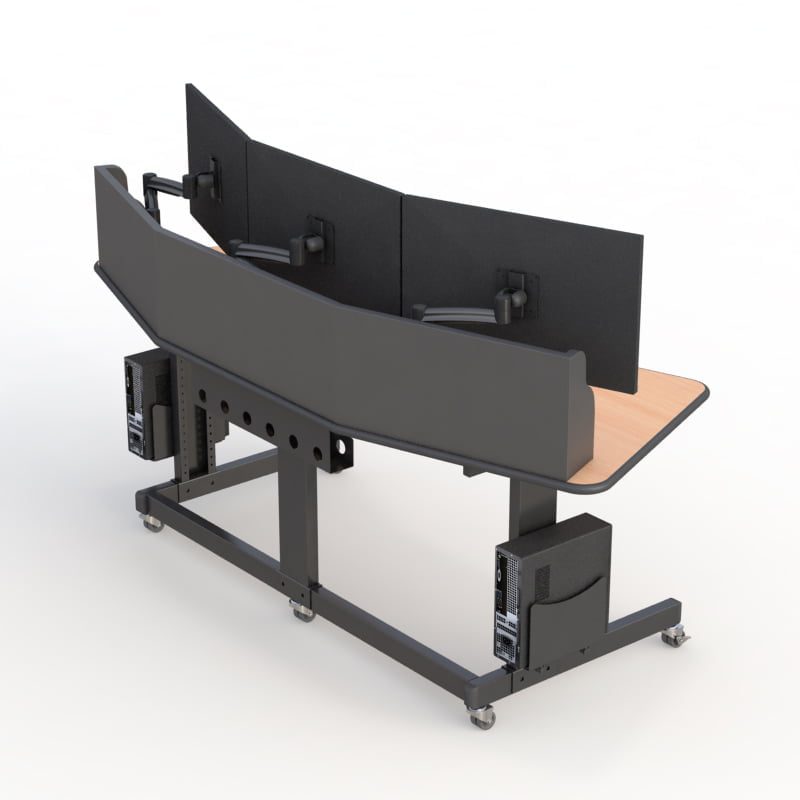 AFC Computer Desk with Slat Wall Monitor Mounts: Streamlined Workspace Solution 4 Adjustable Computer Desk Display with Slat Wall Monitor Mounts