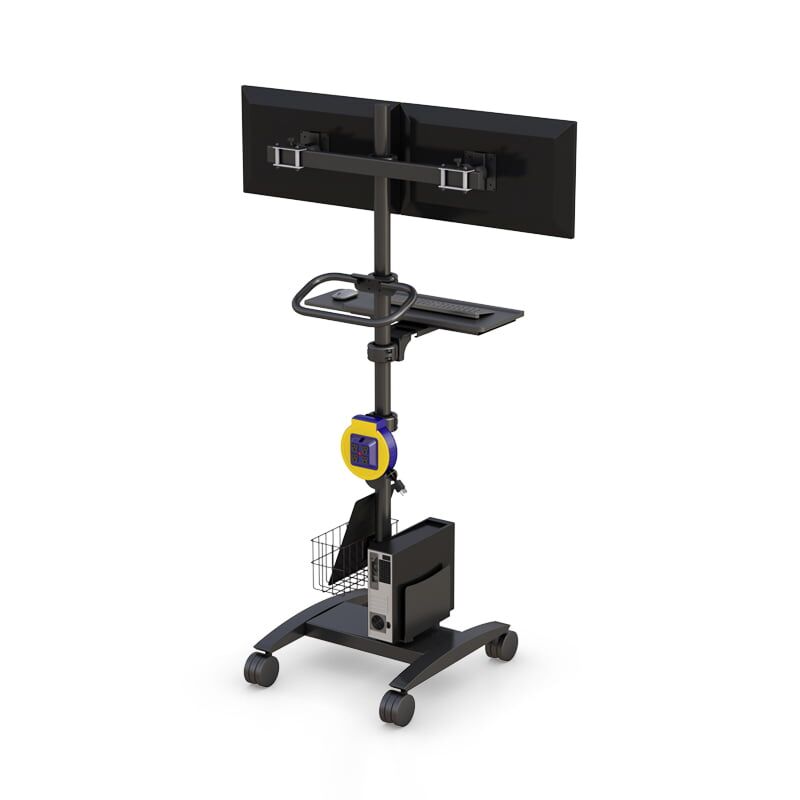Boost Productivity and Efficiency with AFC's Dual Monitor Workstation Cart - Your Mobile Office on Wheels 5 Dual Computer Desktop Monitor Workstation Cart on Wheels
