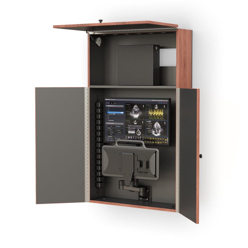 Ergonomic Wall-Mounted Computer Workstation with Height Adjustment by AFC 5 Wall-Mounted Computer Workstation Cabinet