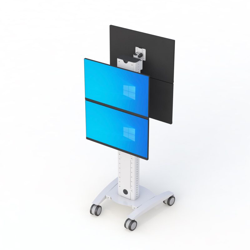 AFC Medical Furniture Rolling PC Monitor Computer Cart - Ergonomic Workstation on Wheels 6 Computer workstation desk on wheels configured with CPU holder and monitor arm for efficient mobility and use.