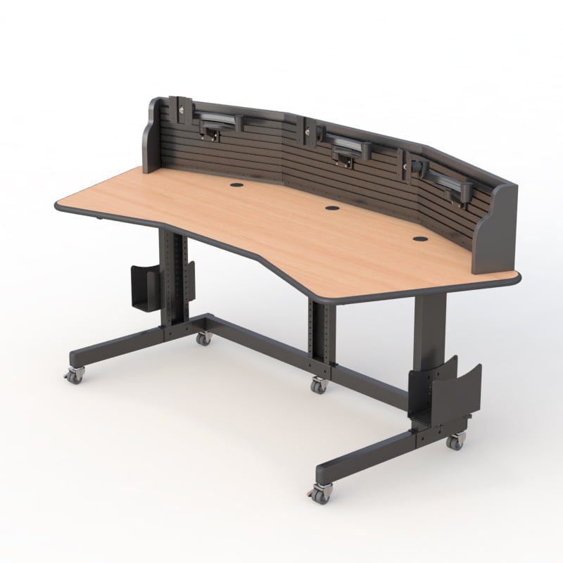 AFC Computer Desk with Slat Wall Monitor Mounts: Streamlined Workspace Solution 5 Ergonomic Adjustable Computer Desk Display with Slat Wall Monitor Mounts