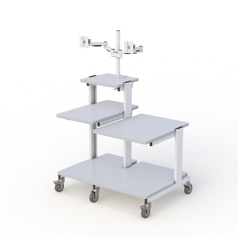 AFC Multi-Tray Computer Cart: Efficient Mobility for Enhanced Productivity 3 AFC's adjustable workbench: customizable for ergonomic comfort and versatility.