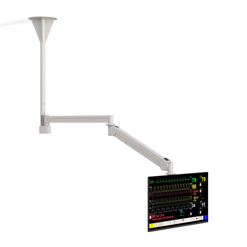 AFC's LCD Monitor Ceiling Mount: Ergonomic and Efficient 6 Rear angle highlighting integrated cable routing through sturdy ceiling arm joints.