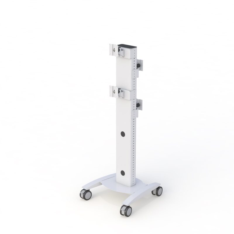 AFC Medical Furniture Rolling PC Monitor Computer Cart - Ergonomic Workstation on Wheels 5 Close-up of keyboard tray and mouse platform on the ergonomic computer workstation desk on wheels.