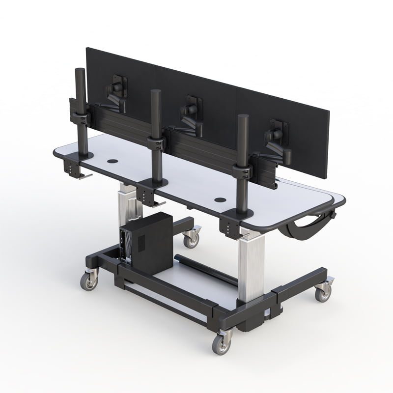 AFC Stand Up Workstation Desk 5 Modern ergonomic workstation with an electric lift system for efficiency.