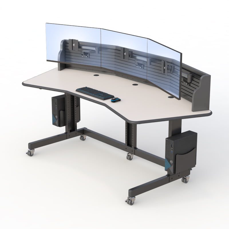 AFC Computer Desk with Slat Wall Monitor Mounts: Streamlined Workspace Solution 10 Ergonomic Height Adjustable Computer Workstation with Slat Wall