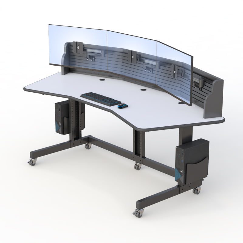 AFC Computer Desk with Slat Wall Monitor Mounts: Streamlined Workspace Solution 11 Height Adjustable Computer Workstation with Slat Wall