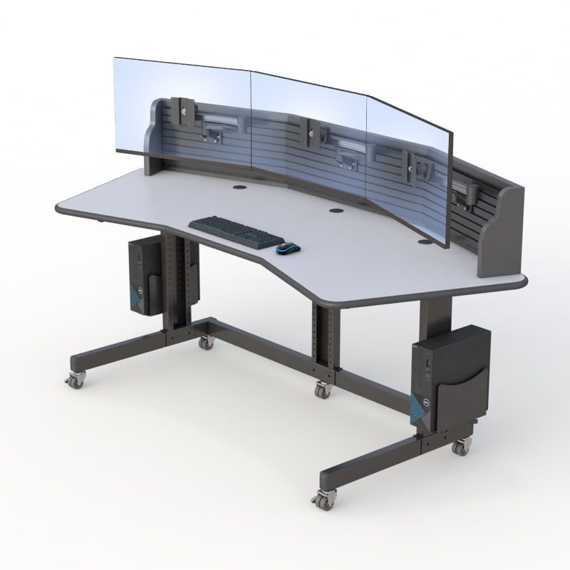 AFC Computer Desk with Slat Wall Monitor Mounts: Streamlined Workspace Solution 13 Ergonomic Computer Workstation with Slat Wall