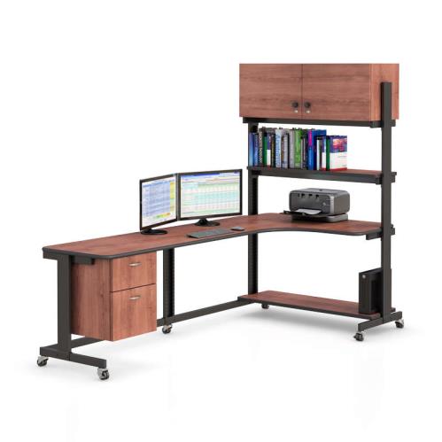 772306 adjustable sit and stand corner workstation