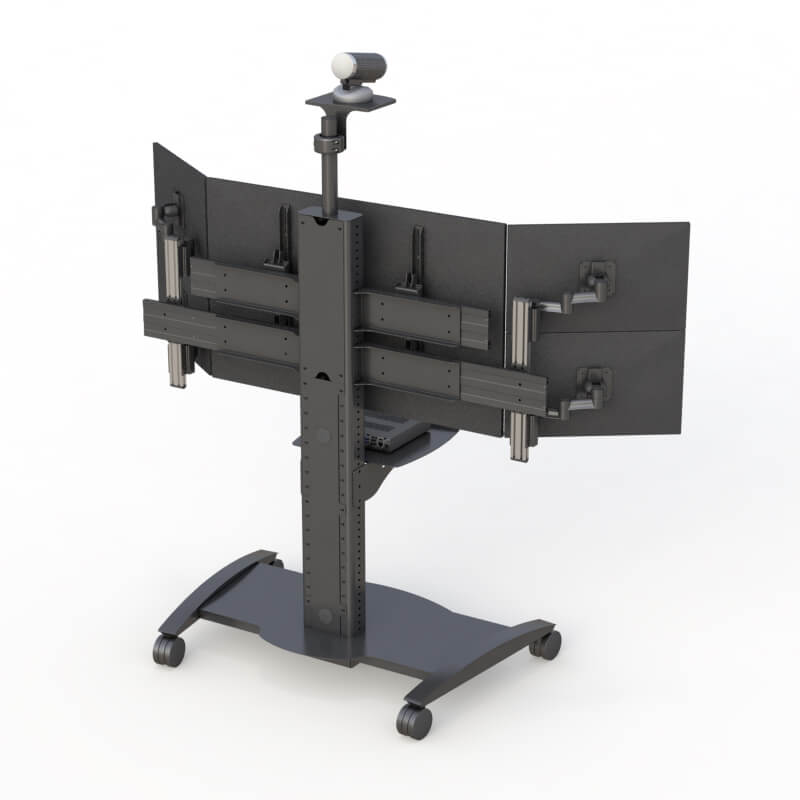 Mobile Computer Monitor Cart on Wheels from AFC Medical Furniture 3 Laptop Monitor Rolling Medical Cart