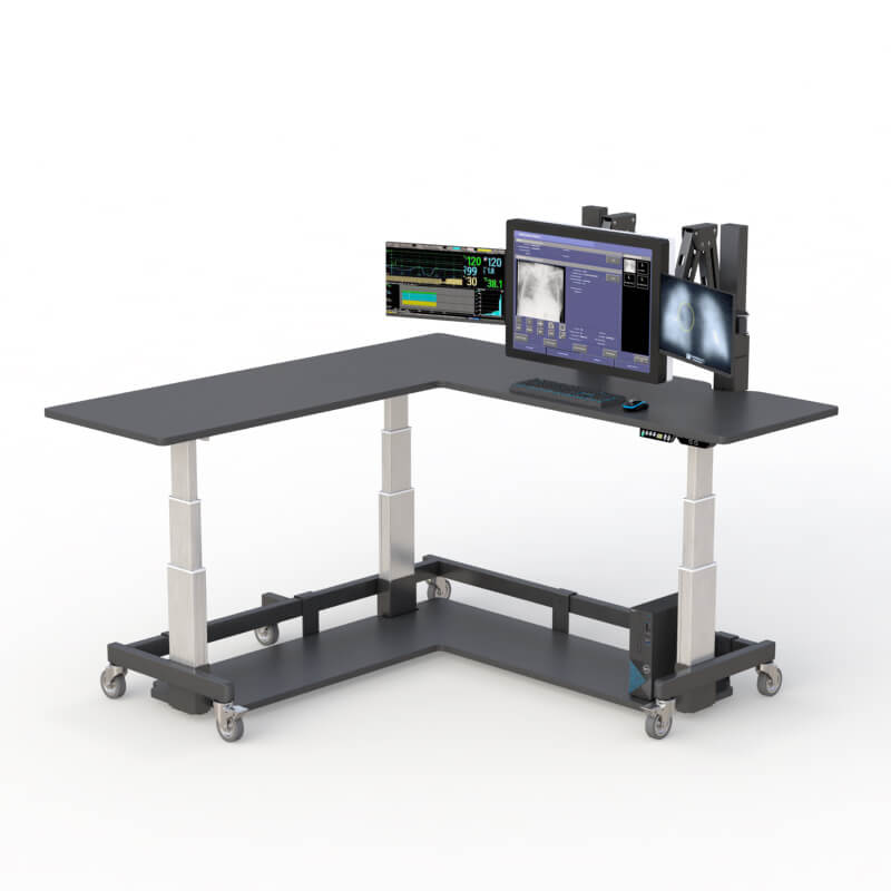 AFC Cardiology Room L-shaped Corner Desk and Oncology :Optimize Workspace Efficiency 1 Ergonomic radiology room desk with height-adjustable design.