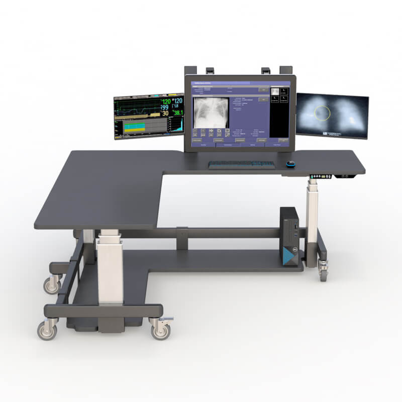 AFC Cardiology Room L-shaped Corner Desk and Oncology :Optimize Workspace Efficiency 4 Height-adjustable radiology desk for improved workflow and comfort.