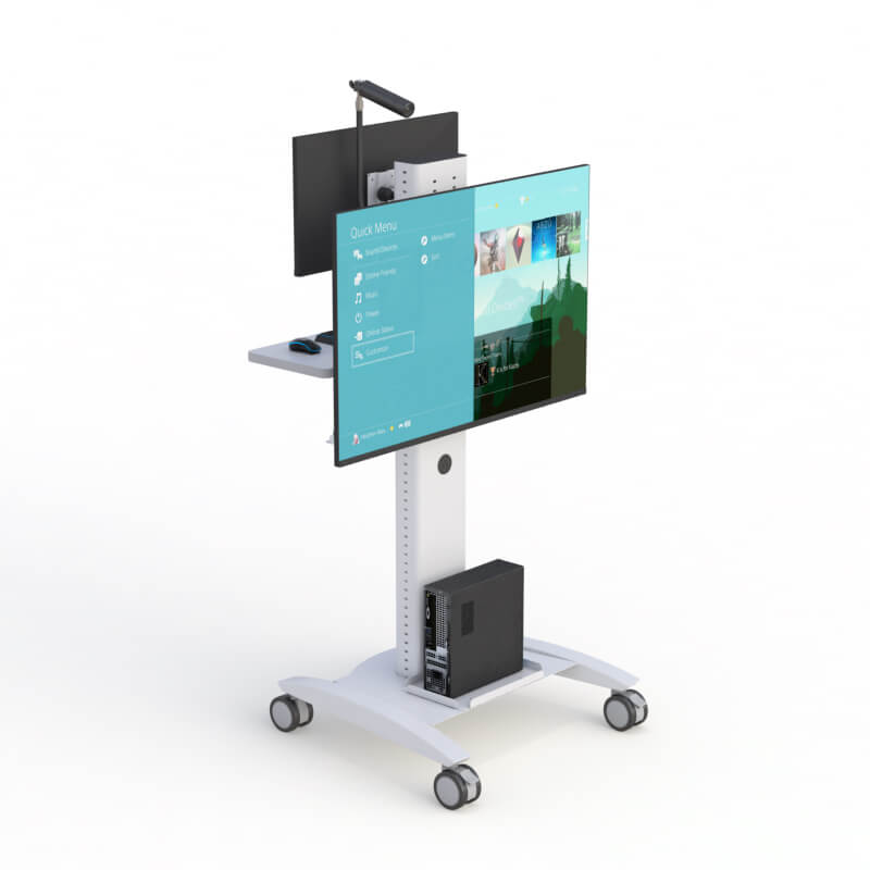 Transform Patient Care with AFC's Telemedicine Hospital Computer Cart - Your Mobile Medical Assistant 2 Rolling Large Flat Screen Stand