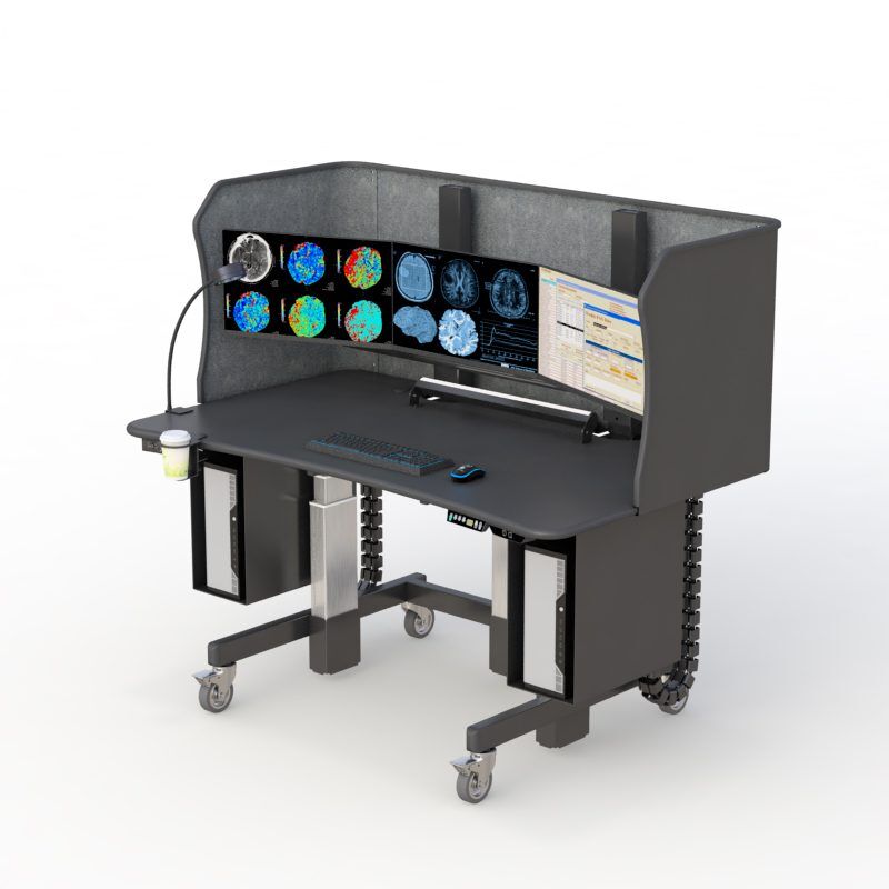 AFC's Radiology Standing Desk -Enhanced Comfort and Improved Productivity! 2 AFC Industries sit-stand workstation for radiologists and imaging professionals.