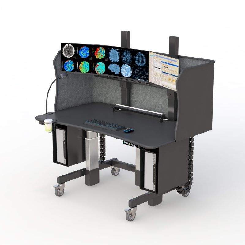 AFC's Radiology Standing Desk -Enhanced Comfort and Improved Productivity! 3 Height-adjustable radiology desk designed for PACS and diagnostic work.