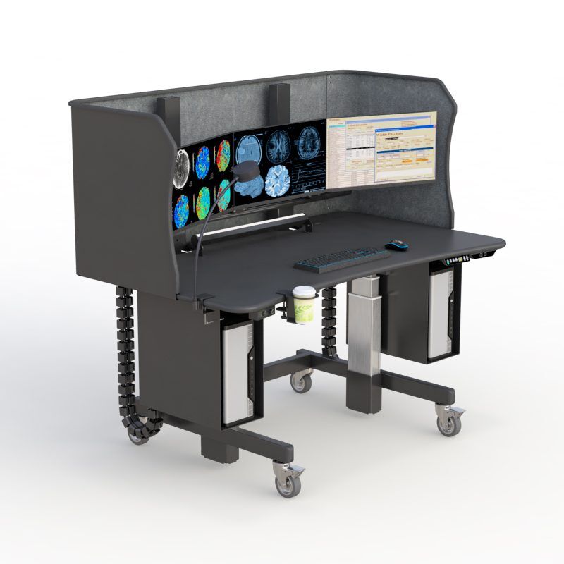 AFC's Radiology Standing Desk -Enhanced Comfort and Improved Productivity! 4 Standing workstation for radiology reading rooms and medical imaging centers.