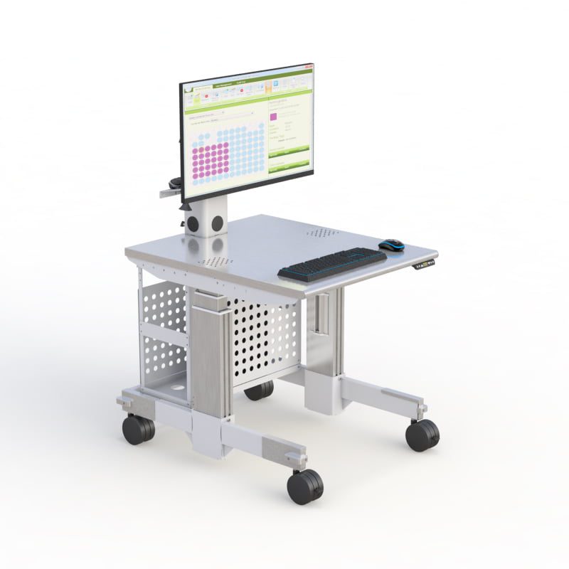 Cleanroom Computer Workstation Cart on Wheels - AFC Medical Furniture 4 ESD-safe mobile cleanroom carts by AFC. A cart designed for cleanroom environments, ensuring electrostatic discharge safety.