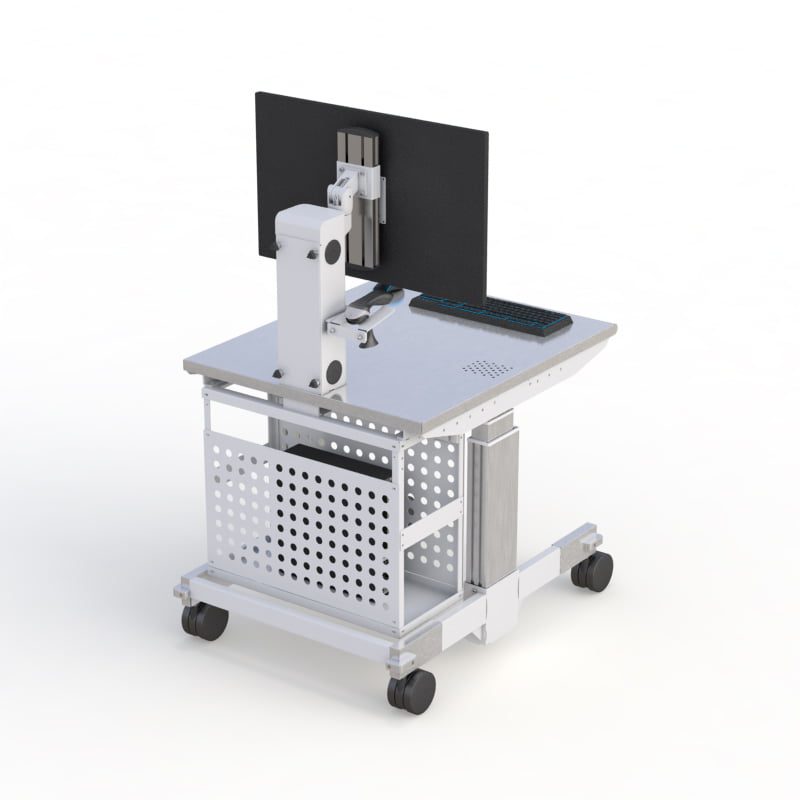 Cleanroom Computer Workstation Cart on Wheels - AFC Medical Furniture 5 AFC Clean Room Benchtop Desks: Hygienic and space-saving workstations for cleanroom environments.
