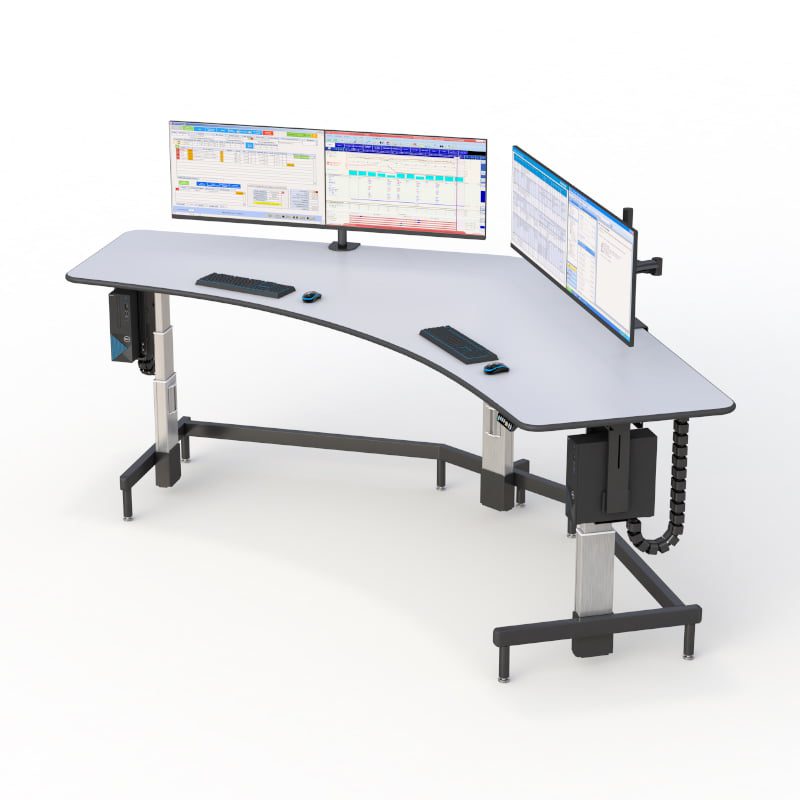 AFC's Standing wide-angle workstation with electronic height adjustments 7 AFC's virtual healthcare desk, providing remote medical assistance and support.