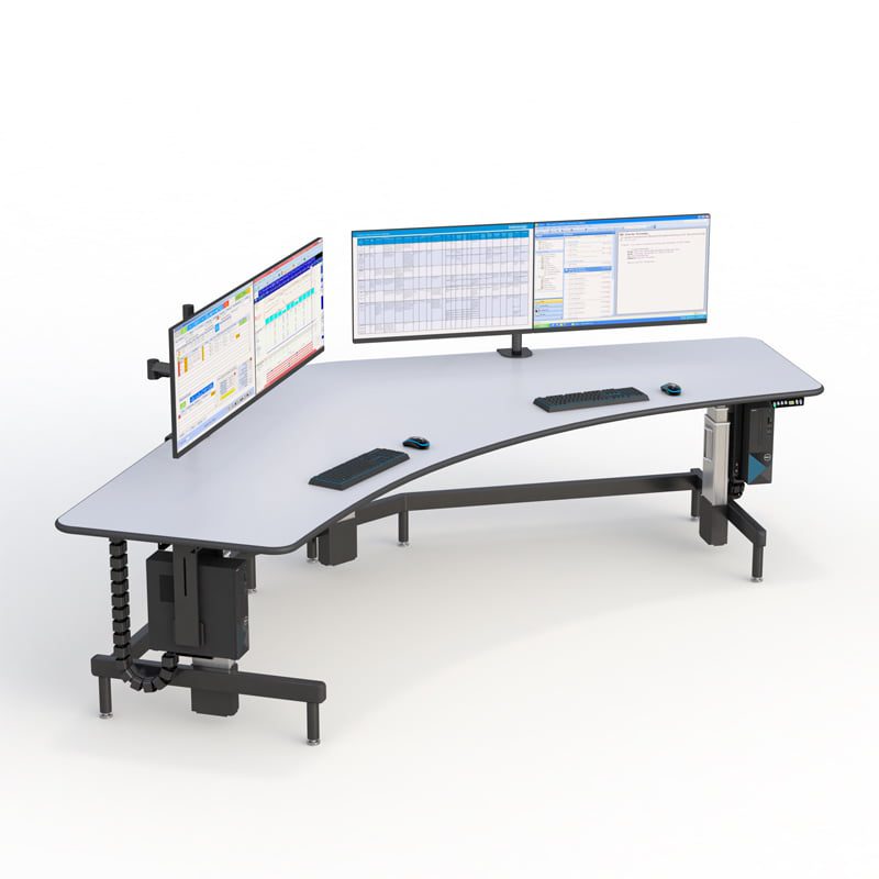 AFC's Standing wide-angle workstation with electronic height adjustments 5 Telemedicine desk by AFC, featuring a sleek design with modern technology for remote medical consultations.