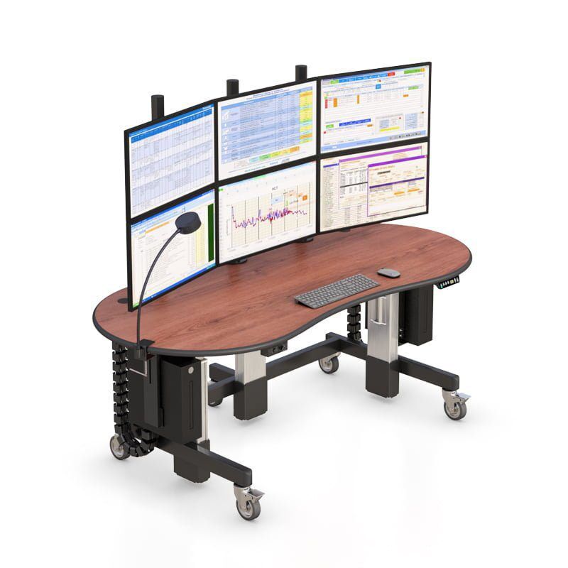 Mobile Adjustable Standing Desk Cart for Maximum Flexibility by AFC 1 A sleek, modern remote consultation station designed by AFC for virtual meetings and telehealth appointments.
