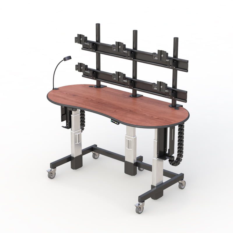 Mobile Adjustable Standing Desk Cart for Maximum Flexibility by AFC 6 Telehealth nurse desk: A modern workstation equipped with medical tools and technology for remote patient consultations.