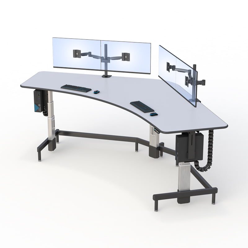 AFC's Standing wide-angle workstation with electronic height adjustments 2 Telehealth workstations by AFC: A modern setup for remote healthcare consultations.