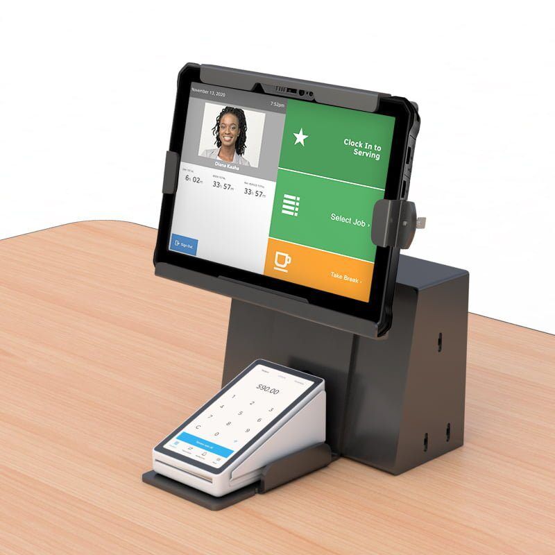 AFC TechDock: Desktop Tablet Mount for Efficient Workstation Setup 1 AFC's Desktop Monitor Mount for ergonomic viewing.