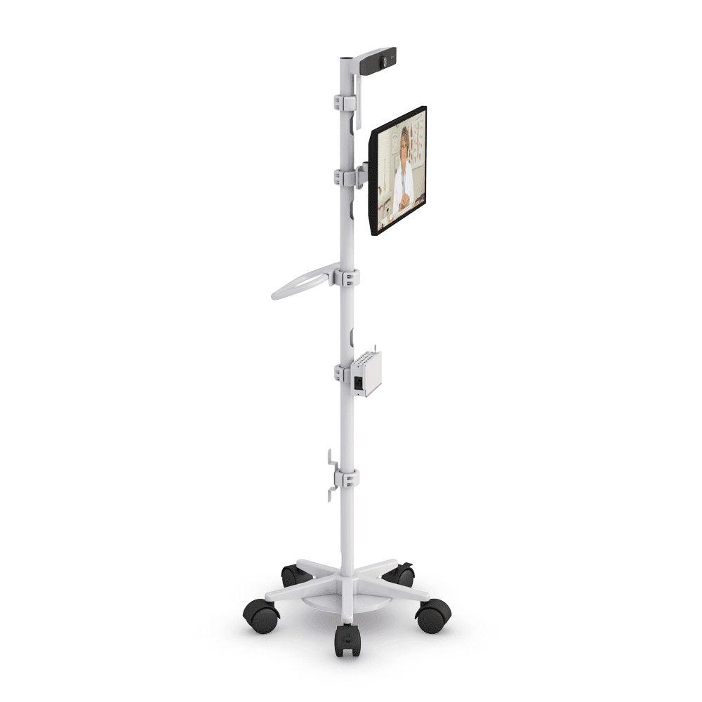 RCMC-10 Telehealth Communications Cart With Poly Studio P15 Camera 3 AFC's lab computer carts for integrated lab computing.