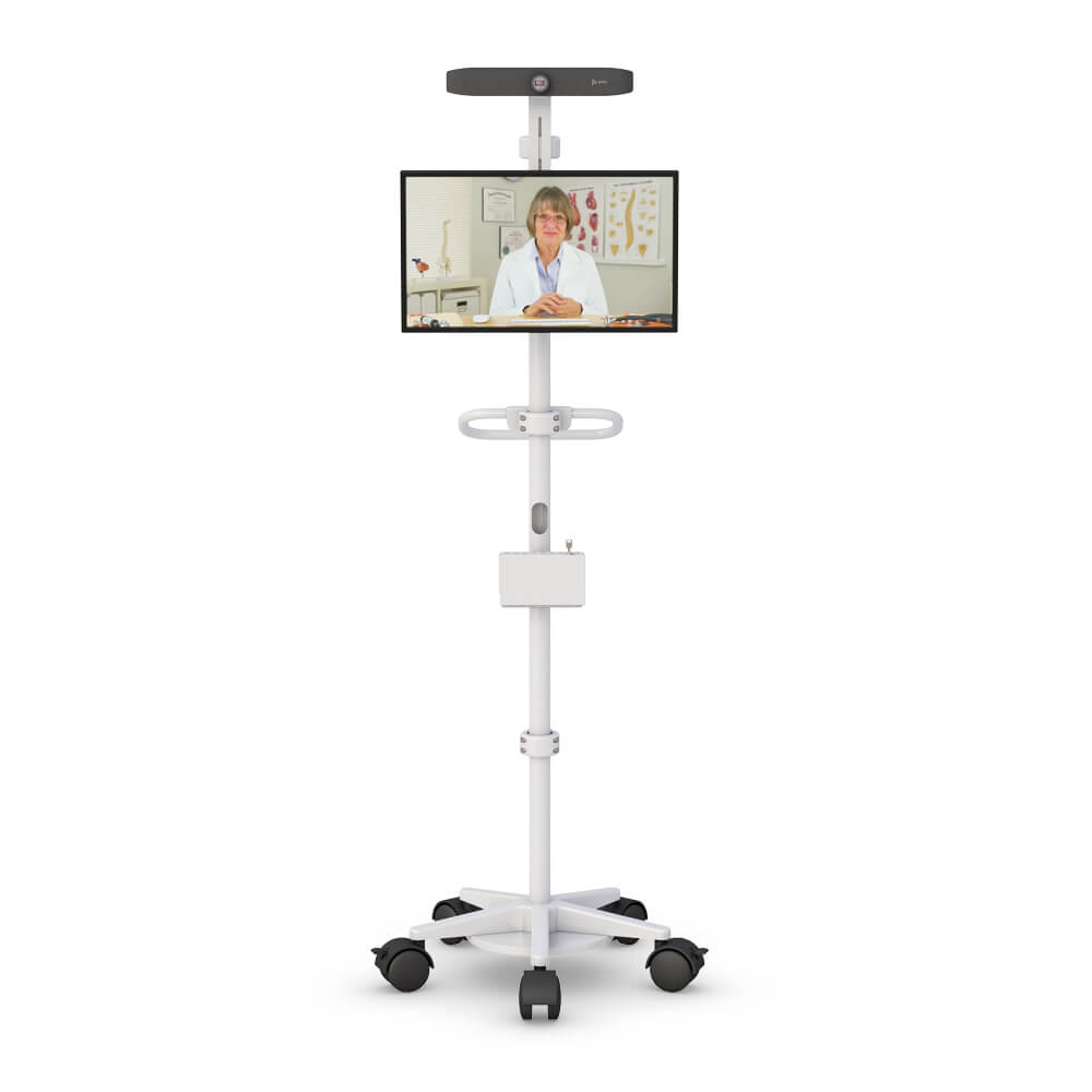 RCMC-10 Telehealth Communications Cart With Poly Studio P15 Camera 1 AFC's dual monitor lab cart for advanced lab computing.