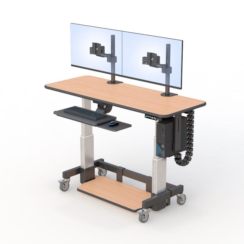 Ergonomic Adjustable Standing Uplift Desk 6 AFC's Light Duty Medical Cart for lightweight applications.