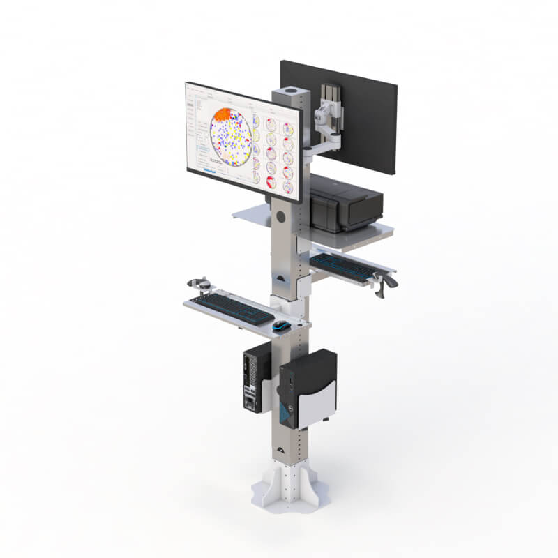 Advanced Cleanroom Floor Solution: Dual-Side Computer Screen, Keyboard Tray, CPU Holder, and Printer Tray Included 3 cleanroom floor solution