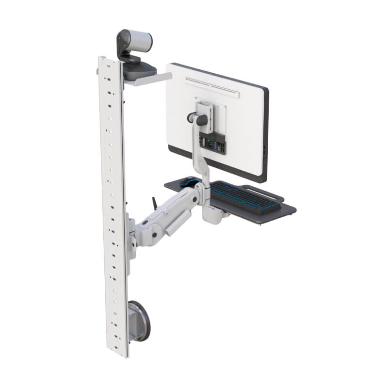 Adjustable Wall-Mounted Telehealth Workstation with Articulating Arm 3 Adjustable Wall Mounted Telehealth Workstation Rear View