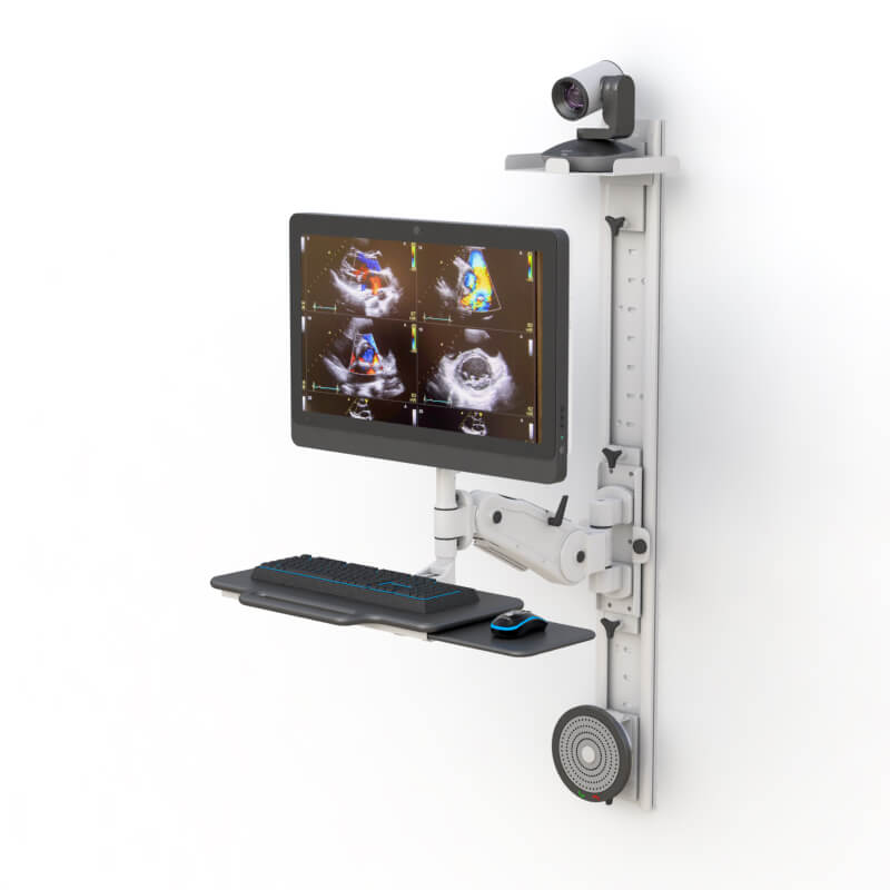 Adjustable Wall-Mounted Telehealth Workstation with Articulating Arm 1 Ergonomic Telehealth Workstation with Articulating Arm