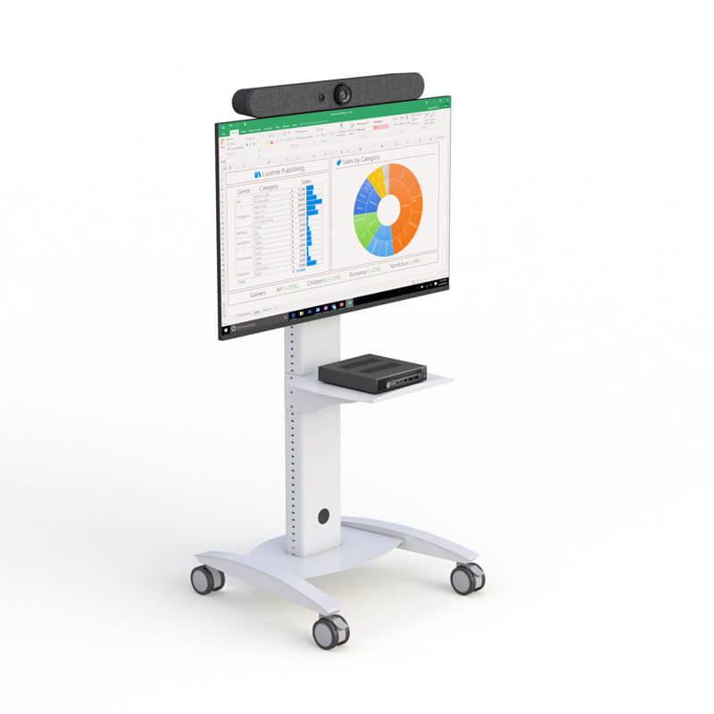 Logitech Rally Bar Mini Mounting Solution – Ergonomic Video Conferencing Cart 2 Logitech Rally Bar Mini Mounted on Ergonomic AV Cart